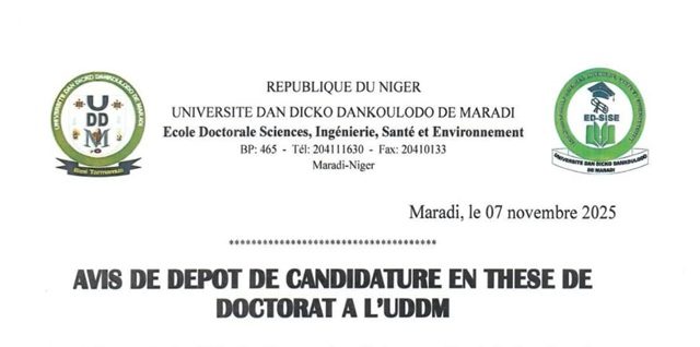 AVIS DE DEPOT DE CANDIDATURE EN THESE DE DOCTORAT A L’UDDM